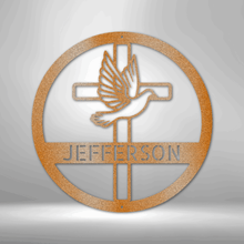 Load image into Gallery viewer, Dove and Cross Monogram - Steel Sign
