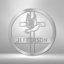 Load image into Gallery viewer, Dove and Cross Monogram - Steel Sign
