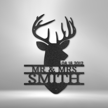 Load image into Gallery viewer, Deer Head Monogram - Steel Sign
