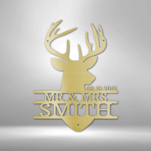 Load image into Gallery viewer, Deer Head Monogram - Steel Sign
